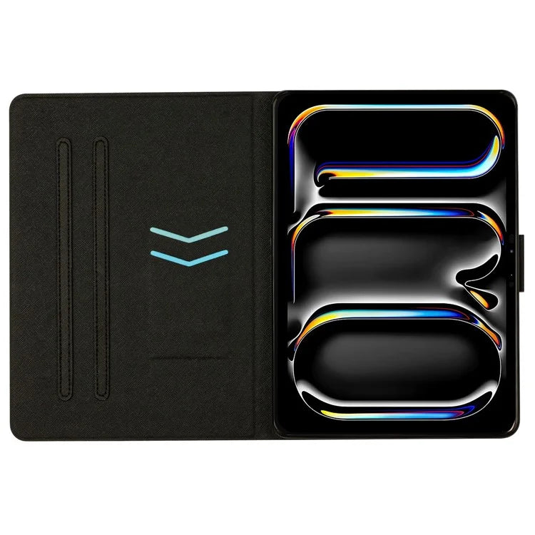 For iPad Pro 11 (2024) Cover Contrast Color PU Leather Tablet Stand Case with Card Slots