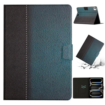 For iPad Pro 11 (2024) Cover Contrast Color PU Leather Tablet Stand Case with Card Slots