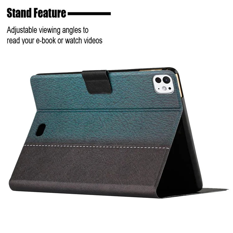 For iPad Pro 11 (2024) Cover Contrast Color PU Leather Tablet Stand Case with Card Slots