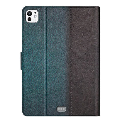 For iPad Pro 11 (2024) Cover Contrast Color PU Leather Tablet Stand Case with Card Slots