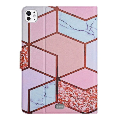 For iPad Pro 11 (2024) Case Card Holder Stand Marble Pattern Tablet Leather Shell