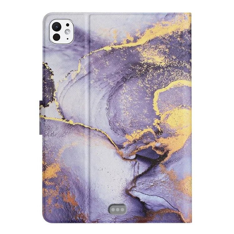 For iPad Pro 11 (2024) Case Card Holder Stand Marble Pattern Tablet Leather Shell