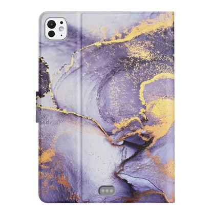 For iPad Pro 11 (2024) Case Card Holder Stand Marble Pattern Tablet Leather Shell