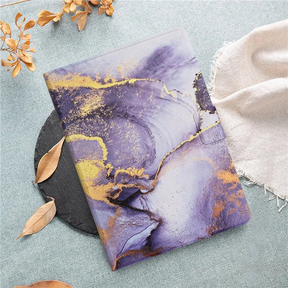 For iPad Pro 11 (2024) Case Card Holder Stand Marble Pattern Tablet Leather Shell