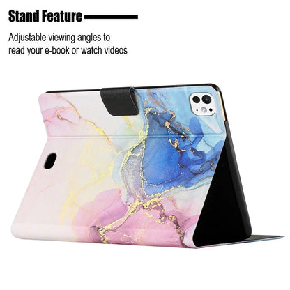 For iPad Pro 11 (2024) Case Card Holder Stand Marble Pattern Tablet Leather Shell