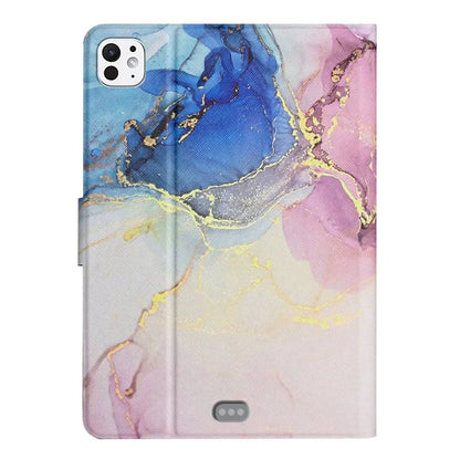 For iPad Pro 11 (2024) Case Card Holder Stand Marble Pattern Tablet Leather Shell