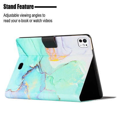 For iPad Pro 11 (2024) Case Card Holder Stand Marble Pattern Tablet Leather Shell