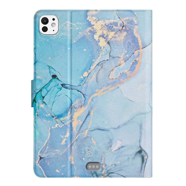For iPad Pro 11 (2024) Case Card Holder Stand Marble Pattern Tablet Leather Shell