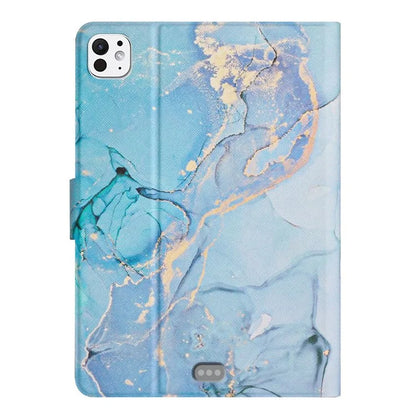 For iPad Pro 11 (2024) Case Card Holder Stand Marble Pattern Tablet Leather Shell
