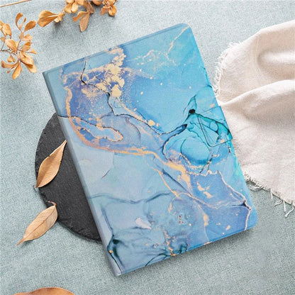 For iPad Pro 11 (2024) Case Card Holder Stand Marble Pattern Tablet Leather Shell