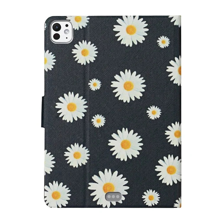 For iPad Pro 11 (2024) PU Leather Cover Pattern Printing Tablet Stand Case with Card Slots