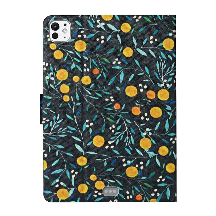 For iPad Pro 11 (2024) PU Leather Cover Pattern Printing Tablet Stand Case with Card Slots