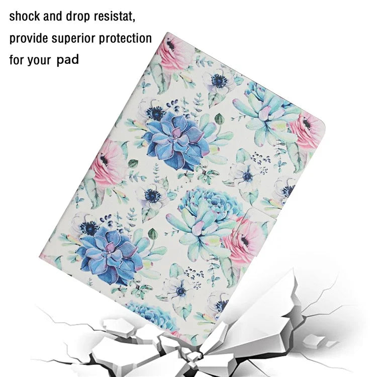 For iPad Pro 11 (2024) PU Leather Cover Pattern Printing Tablet Stand Case with Card Slots
