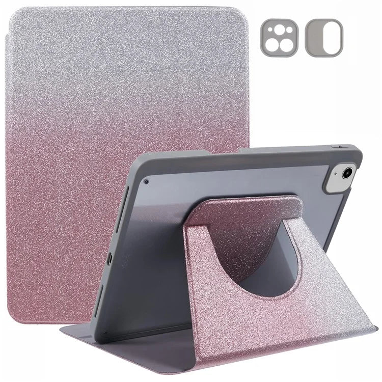 For iPad 10.9 (2022) Case Glitter Powder Gradient Color PU Leather Tablet Cover with Detachable Design
