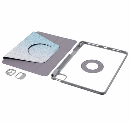 For iPad 10.9 (2022) Case Glitter Powder Gradient Color PU Leather Tablet Cover with Detachable Design