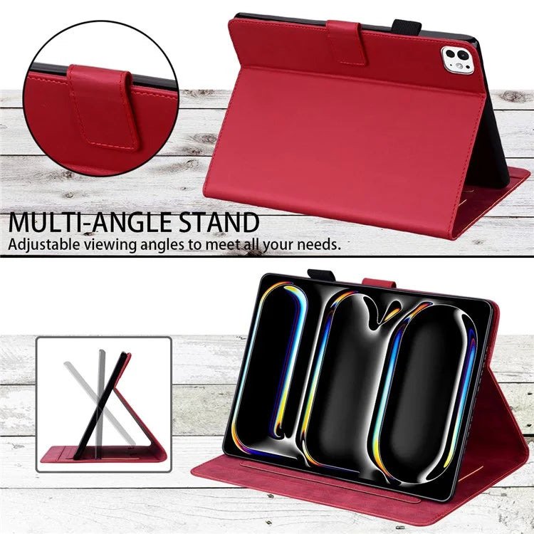 For iPad Pro 13 (2024) Case Tablet Stand Leather Cover Card Slots Animal Pattern