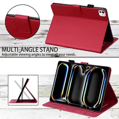 For iPad Pro 13 (2024) Case Tablet Stand Leather Cover Card Slots Animal Pattern
