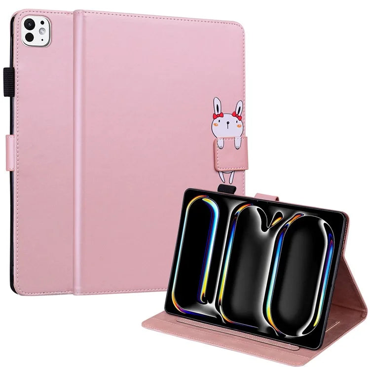 For iPad Pro 13 (2024) Case Tablet Stand Leather Cover Card Slots Animal Pattern
