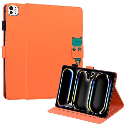 For iPad Pro 13 (2024) Case Tablet Stand Leather Cover Card Slots Animal Pattern