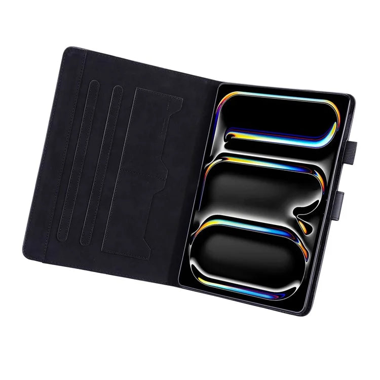 For iPad Pro 11 (2024) Stand Case Animal Pattern Leather Tablet Cover with Card Slots