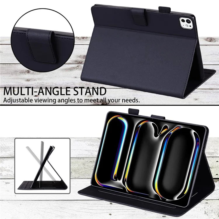 For iPad Pro 11 (2024) Stand Case Animal Pattern Leather Tablet Cover with Card Slots