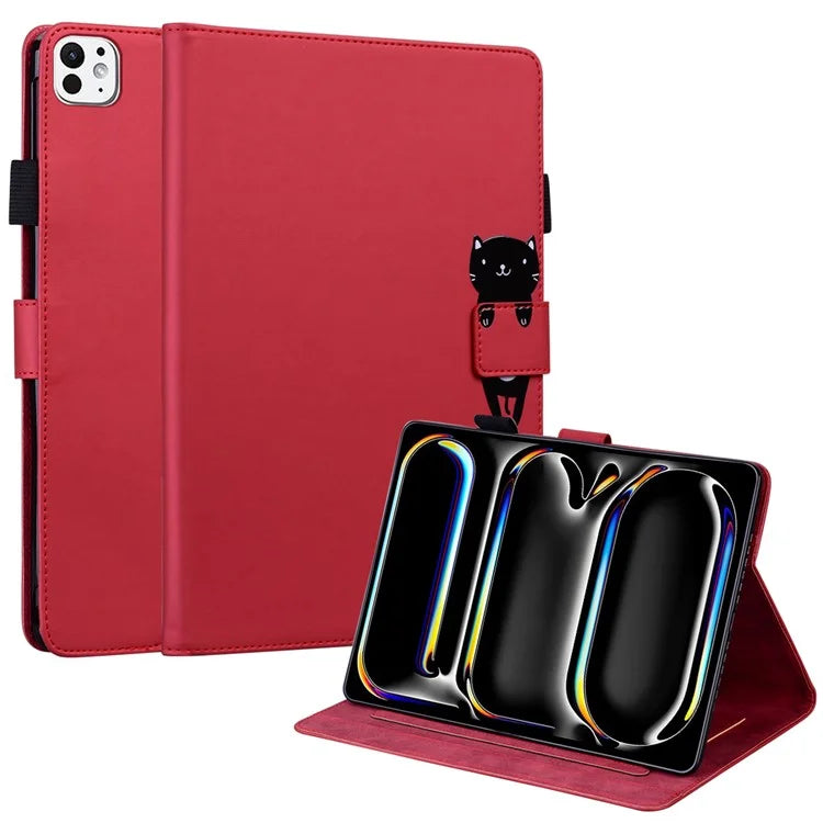 For iPad Pro 11 (2024) Stand Case Animal Pattern Leather Tablet Cover with Card Slots