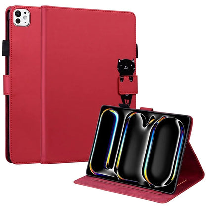 For iPad Pro 11 (2024) Stand Case Animal Pattern Leather Tablet Cover with Card Slots