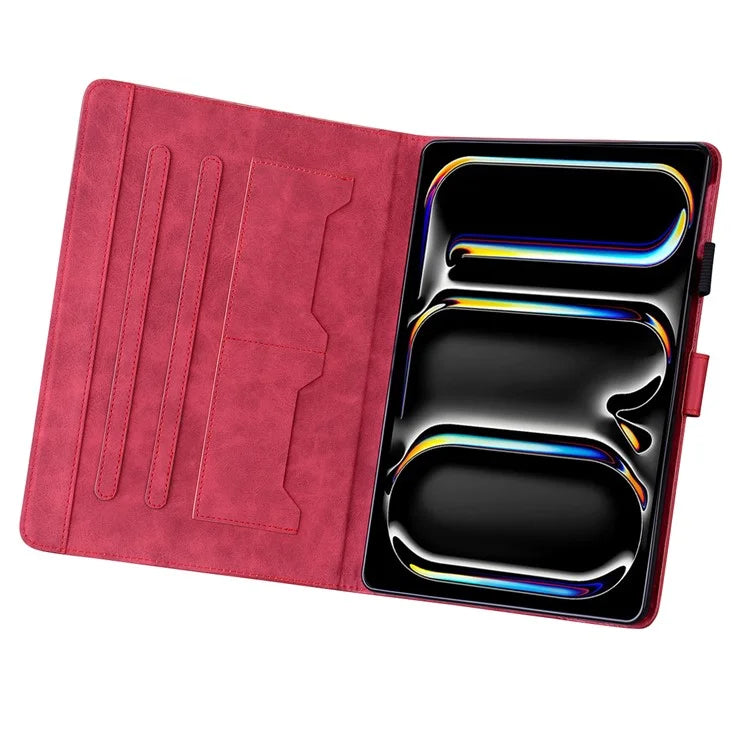 For iPad Pro 11 (2024) Stand Case Animal Pattern Leather Tablet Cover with Card Slots
