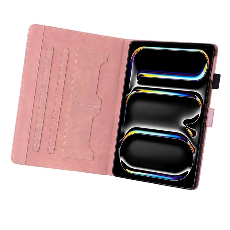 For iPad Pro 11 (2024) Stand Case Animal Pattern Leather Tablet Cover with Card Slots