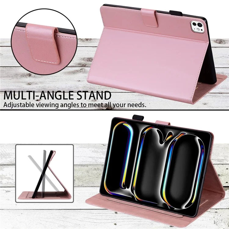 For iPad Pro 11 (2024) Stand Case Animal Pattern Leather Tablet Cover with Card Slots