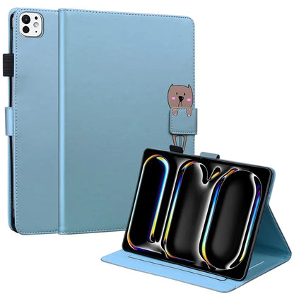 For iPad Pro 11 (2024) Stand Case Animal Pattern Leather Tablet Cover with Card Slots
