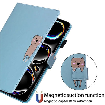 For iPad Pro 11 (2024) Stand Case Animal Pattern Leather Tablet Cover with Card Slots