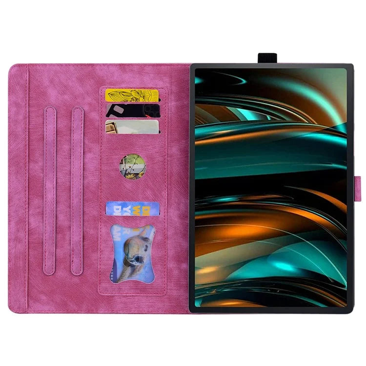 For Lenovo Tab M11 Plus / Tab K11 Plus Case Leather Stand Tablet Cover Flower Cat Card Slots