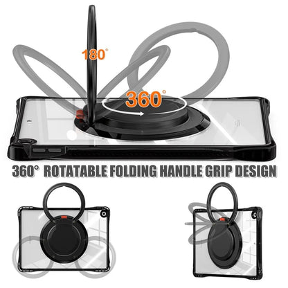 For iPad 10.2 (2021) / (2020) / (2019) Case Rotary Hand Grip Kickstand PC+TPU+Acrylic Tablet Cover