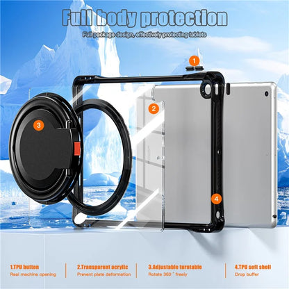 For iPad 10.2 (2021) / (2020) / (2019) Case Rotary Hand Grip Kickstand PC+TPU+Acrylic Tablet Cover