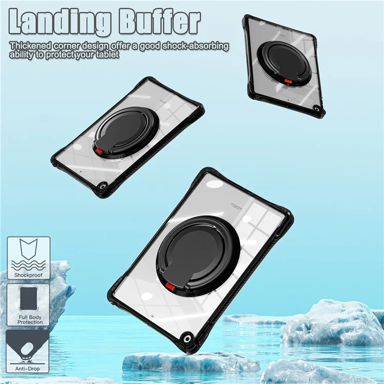 For iPad 10.2 (2021) / (2020) / (2019) Case Rotary Hand Grip Kickstand PC+TPU+Acrylic Tablet Cover