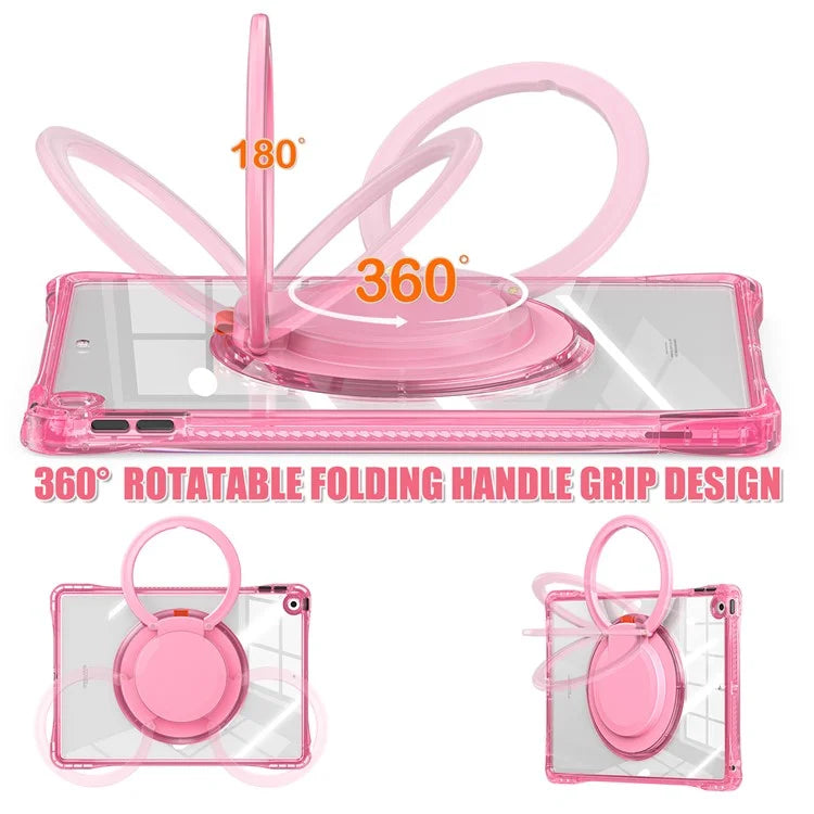 For iPad 10.2 (2021) / (2020) / (2019) Case Rotary Hand Grip Kickstand PC+TPU+Acrylic Tablet Cover