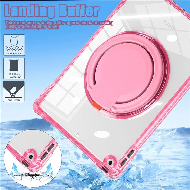 For iPad 10.2 (2021) / (2020) / (2019) Case Rotary Hand Grip Kickstand PC+TPU+Acrylic Tablet Cover