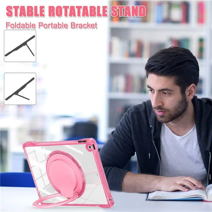 For iPad 10.2 (2021) / (2020) / (2019) Case Rotary Hand Grip Kickstand PC+TPU+Acrylic Tablet Cover