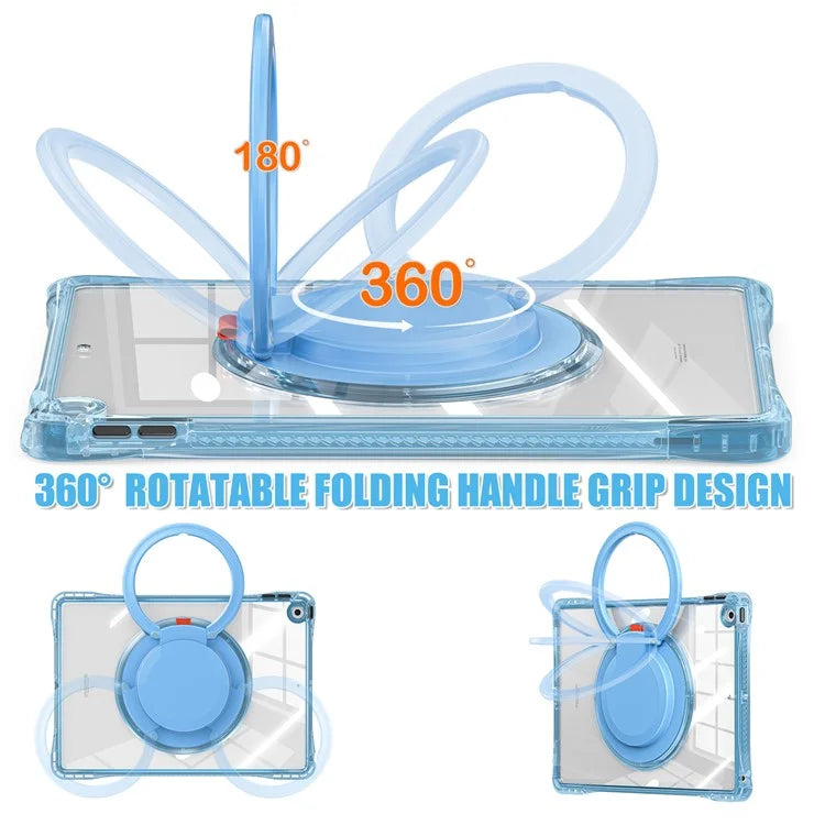 For iPad 10.2 (2021) / (2020) / (2019) Case Rotary Hand Grip Kickstand PC+TPU+Acrylic Tablet Cover