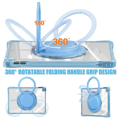 For iPad 10.2 (2021) / (2020) / (2019) Case Rotary Hand Grip Kickstand PC+TPU+Acrylic Tablet Cover