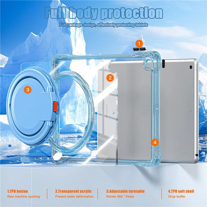 For iPad 10.2 (2021) / (2020) / (2019) Case Rotary Hand Grip Kickstand PC+TPU+Acrylic Tablet Cover