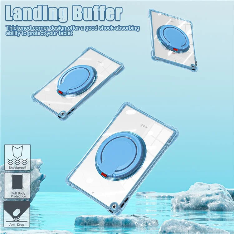 For iPad 10.2 (2021) / (2020) / (2019) Case Rotary Hand Grip Kickstand PC+TPU+Acrylic Tablet Cover