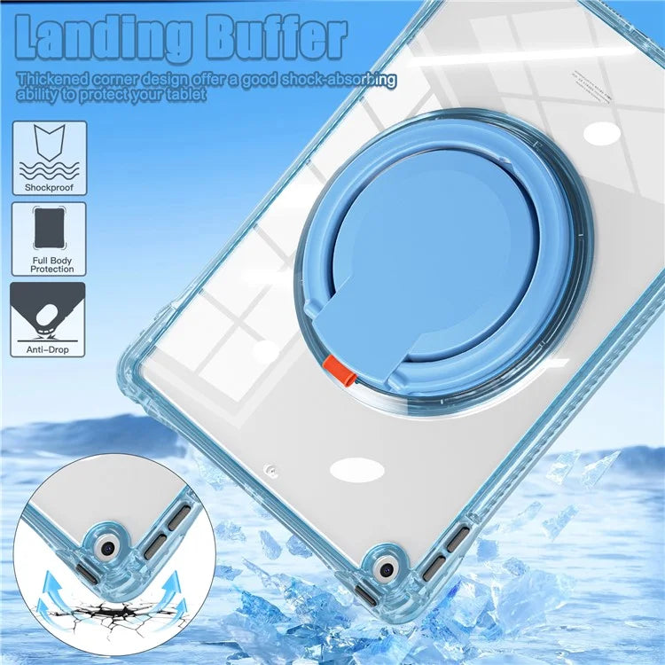 For iPad 10.2 (2021) / (2020) / (2019) Case Rotary Hand Grip Kickstand PC+TPU+Acrylic Tablet Cover