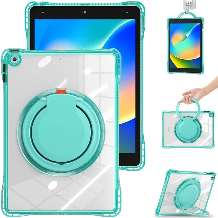 For iPad 10.2 (2021) / (2020) / (2019) Case Rotary Hand Grip Kickstand PC+TPU+Acrylic Tablet Cover