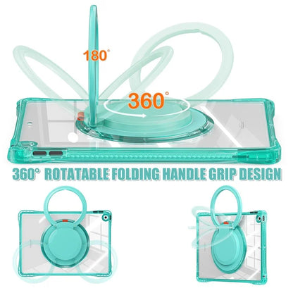 For iPad 10.2 (2021) / (2020) / (2019) Case Rotary Hand Grip Kickstand PC+TPU+Acrylic Tablet Cover