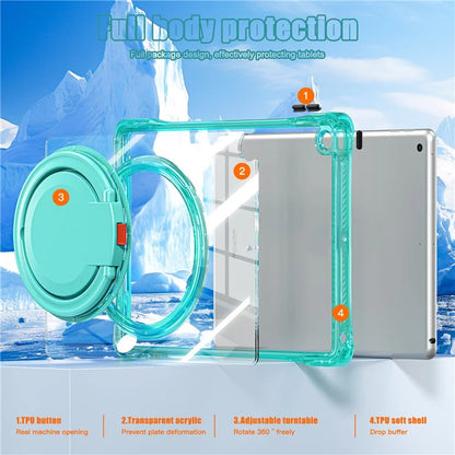 For iPad 10.2 (2021) / (2020) / (2019) Case Rotary Hand Grip Kickstand PC+TPU+Acrylic Tablet Cover