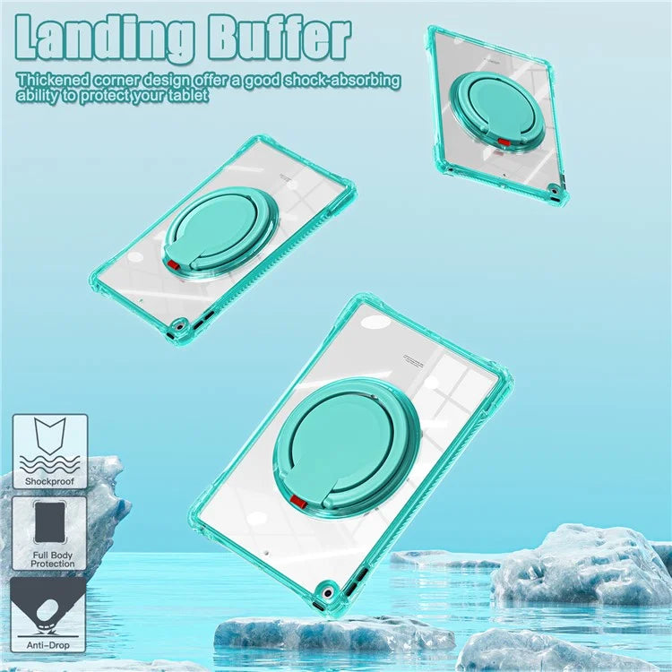 For iPad 10.2 (2021) / (2020) / (2019) Case Rotary Hand Grip Kickstand PC+TPU+Acrylic Tablet Cover