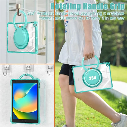 For iPad 10.2 (2021) / (2020) / (2019) Case Rotary Hand Grip Kickstand PC+TPU+Acrylic Tablet Cover