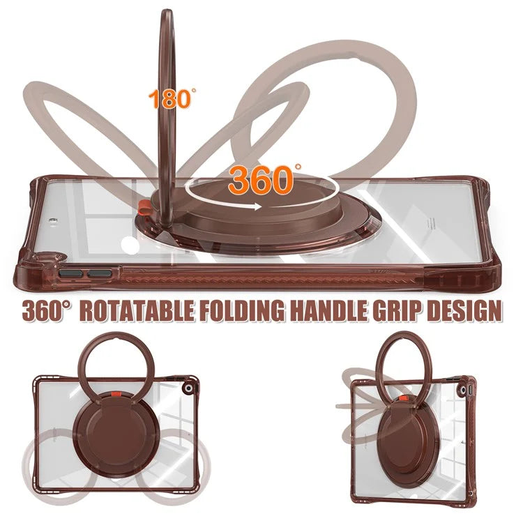 For iPad 10.2 (2021) / (2020) / (2019) Case Rotary Hand Grip Kickstand PC+TPU+Acrylic Tablet Cover